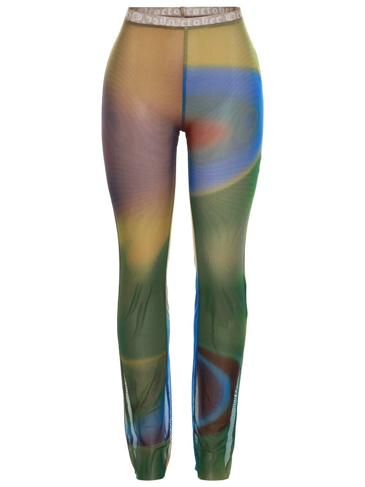 Hervlica Mesh Tie Dye Print Aesthetic Pants