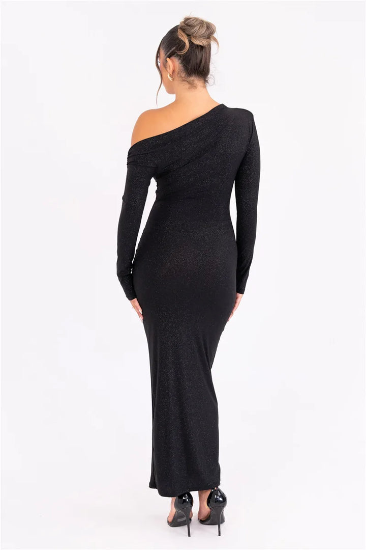 Sparkle Ruched Backless Maxi Dress