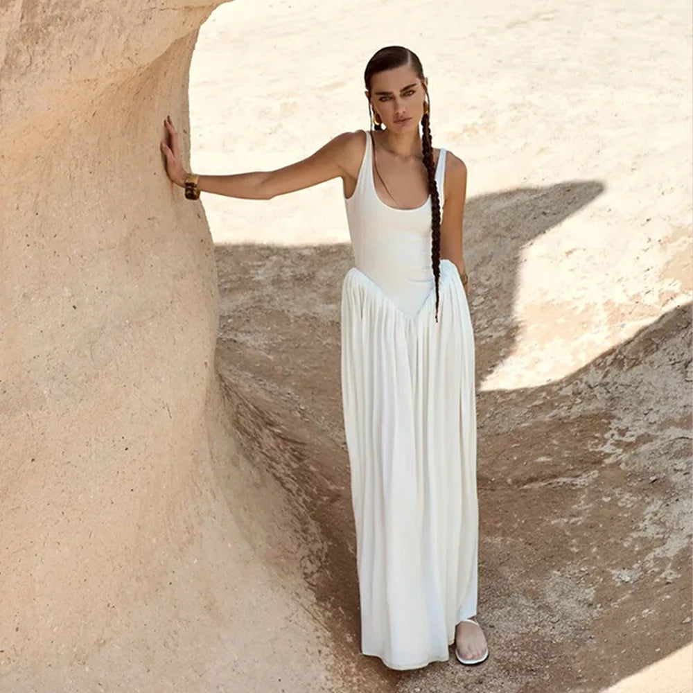 Sexy Draped Backless Maxi Dress