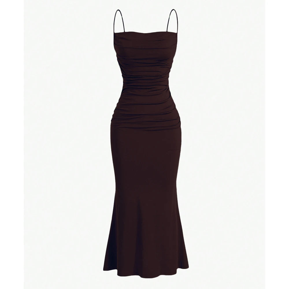 Strap Mermaid Hem Maxi  Elegant Dress