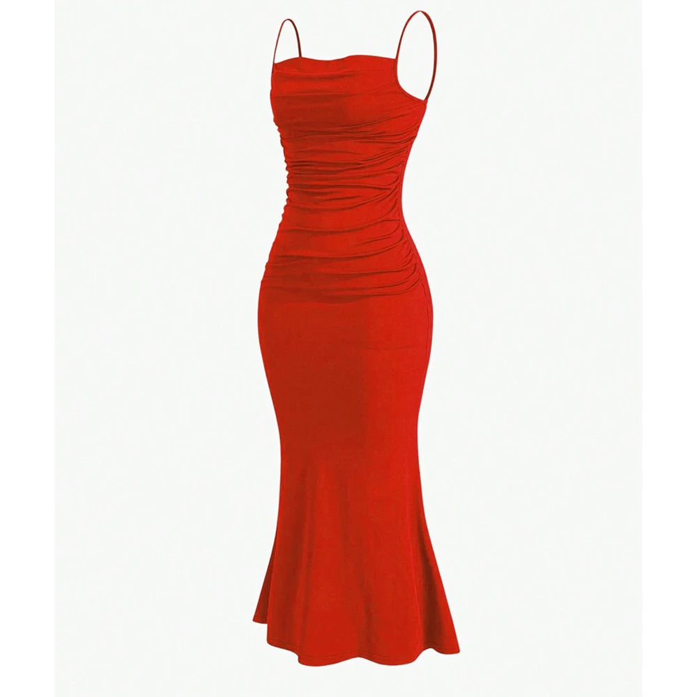 Strap Mermaid Hem Maxi  Elegant Dress