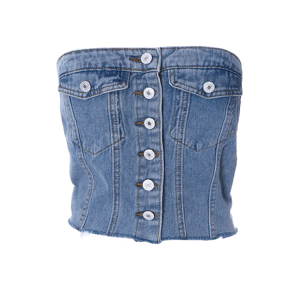 Stylish Denim Button Vest