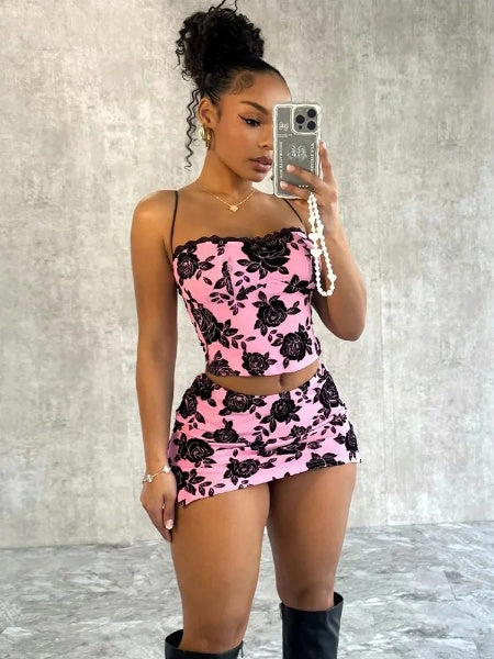 Elegant Floral Print 2-Piece Summer Set