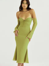 Green Mesh Sheer Dresses Gown