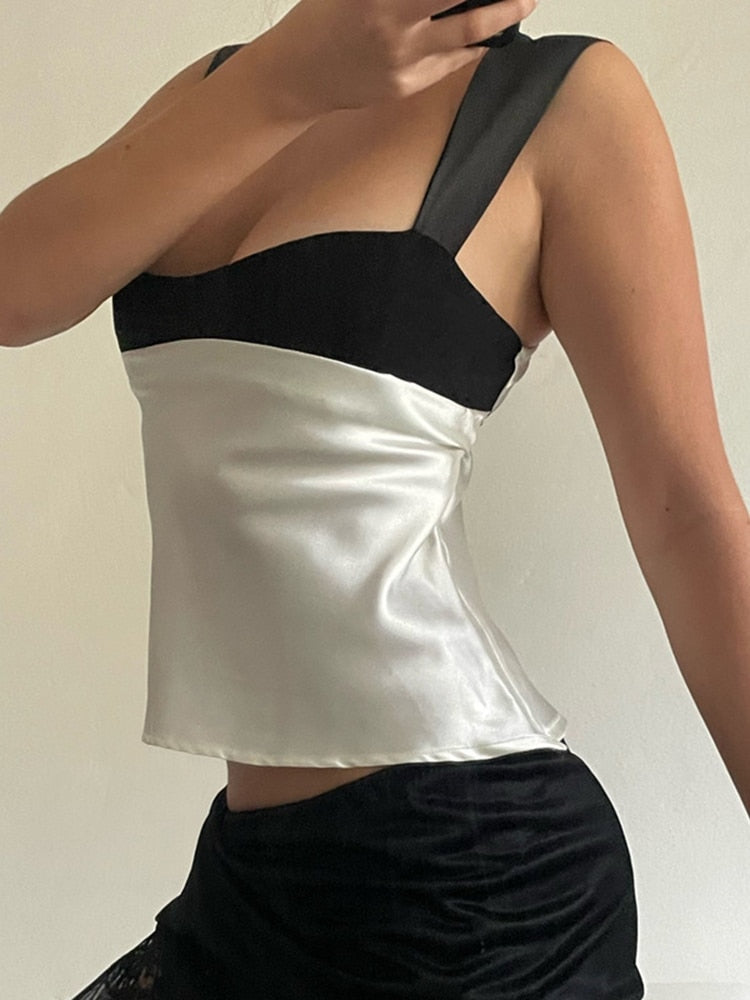 Y2K Satin Sexy Plunge Crop Top