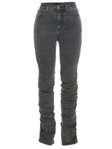 Grey Split Denim Stacked Pants