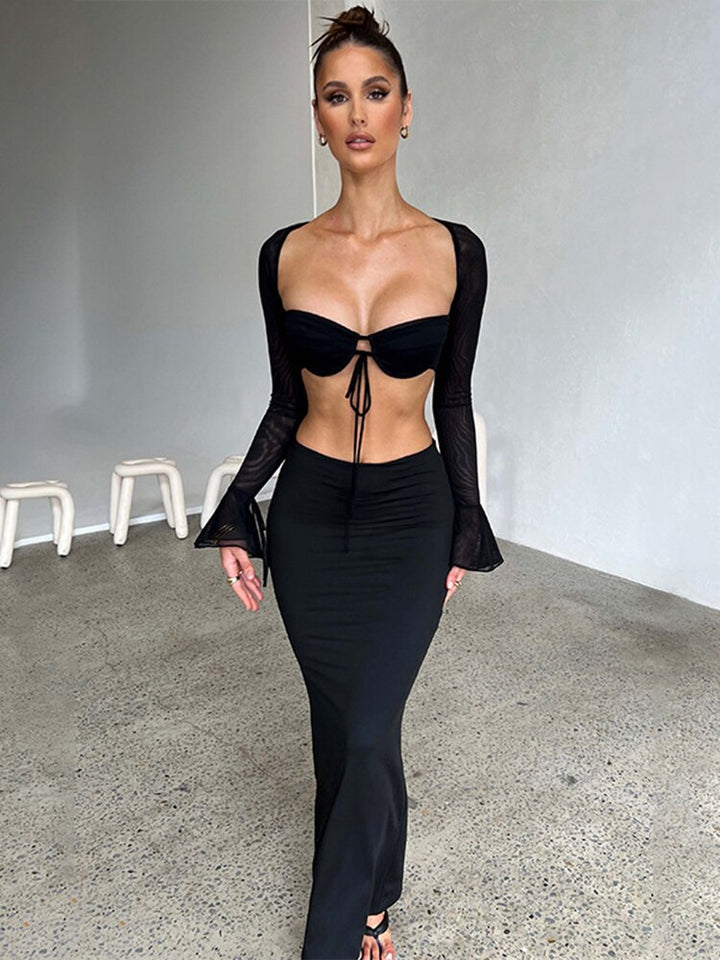 Jennifer Mesh Sheer Ruched Dress